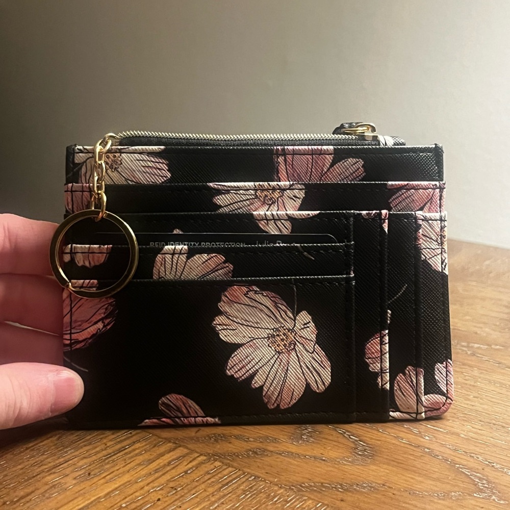 Floral Black and Pink Card Holder (RFID Reader Shield)